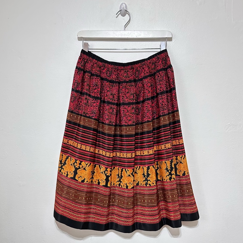 Vintage Colourful Printed Full Skirt Size Small